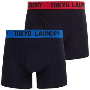 Gibson (2 Pack) Boxer Shorts Set in Cobalt Skydiver / Toreador Red - Tokyo Laundry