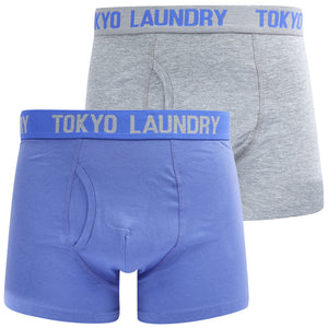 Saxen (2 Pack) Boxer Shorts Set in Baja Blue / Light Grey Marl - Tokyo Laundry