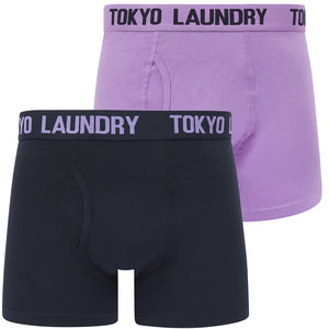 Lumber 2 (2 Pack) Boxer Shorts Set in Viola Lilac / Sky Captain Navy - Tokyo Laundry