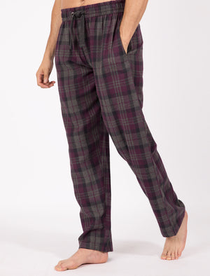 Chamois Brushed Flannel Checked Lounge Pants in Eggplant - Tokyo Laundry
