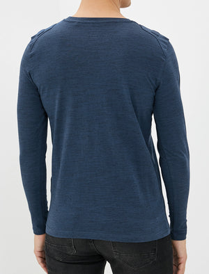 Basin Cotton Jersey Long Sleeve Top with Chest Pocket In Sargasso Blue - Dissident