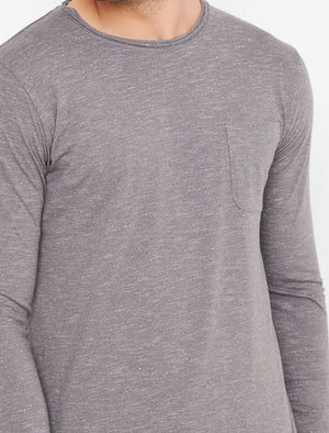 Jack Slub Cotton Jersey Long Sleeve Top with Chest Pocket In Castlerock - Tokyo Laundry