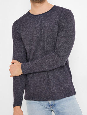 Jack Slub Cotton Jersey Long Sleeve Top with Chest Pocket In Navy - Tokyo Laundry
