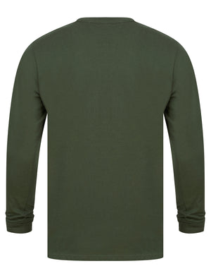 Nect Motif Cotton Jersey Long Sleeve Top in Duffel Bag Green - Tokyo Laundry