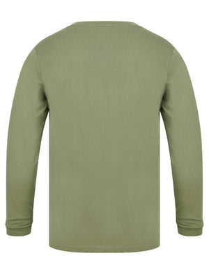 Hands Motif Cotton Jersey Long Sleeve Top in Deep Lichen Green - Tokyo Laundry