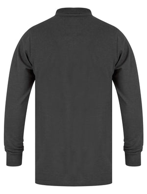 Cosenza Long Sleeve Polo Shirt in Charcoal Marl - Tokyo Laundry