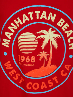 Manhattan Beach Motif Print Cotton Vest Top in Barados Cherry - South Shore