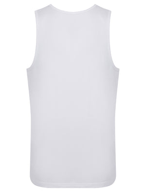 Endless Motif Print Cotton Vest Top in Bright White - South Shore