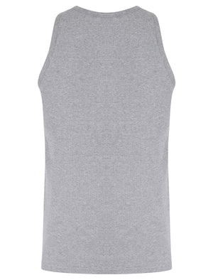 Jeremy Cotton Ribbed Plain Vest Top in Light Grey Marl - South Shore
