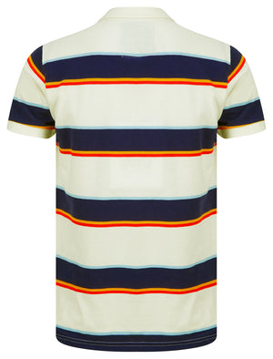 Nova Striped Cotton Pique Polo Shirt in Snow White - Tokyo Laundry