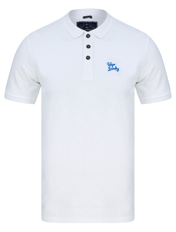 Marahau 3 Signature Cotton Pique Polo Shirt in Optic White - Tokyo Laundry