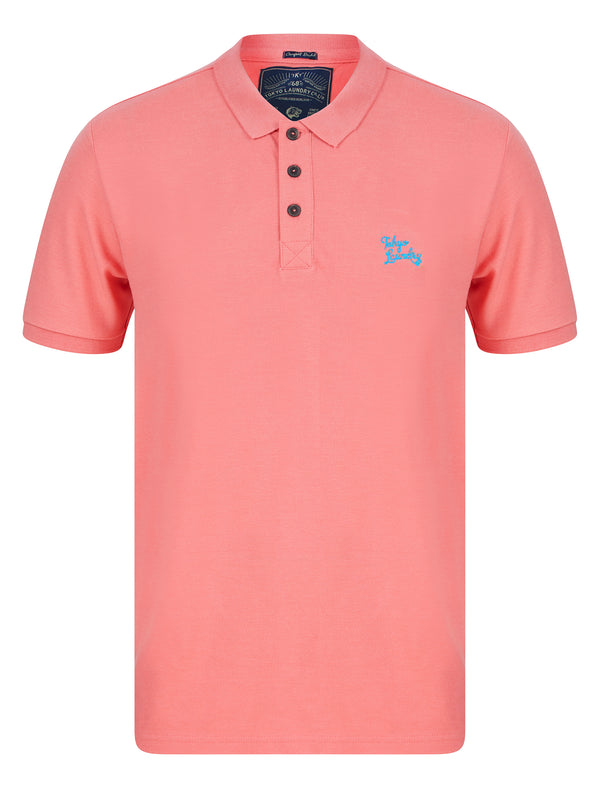Marahau 3 Signature Cotton Pique Polo Shirt in Peach Blossom Marl - Tokyo Laundry