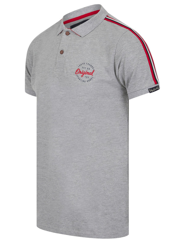 Linton Cotton Pique Polo Shirt in Light Grey Marl - Tokyo Laundry