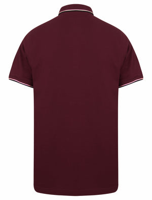 Kayan Basic Cotton Pique Polo Shirt With Tipping in Windsor Wine - South Shore