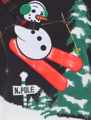 Merry Christmas Frosti The Ski Man navy jumper
