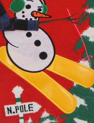 Merry Christmas Frosti The Ski Man red jumper