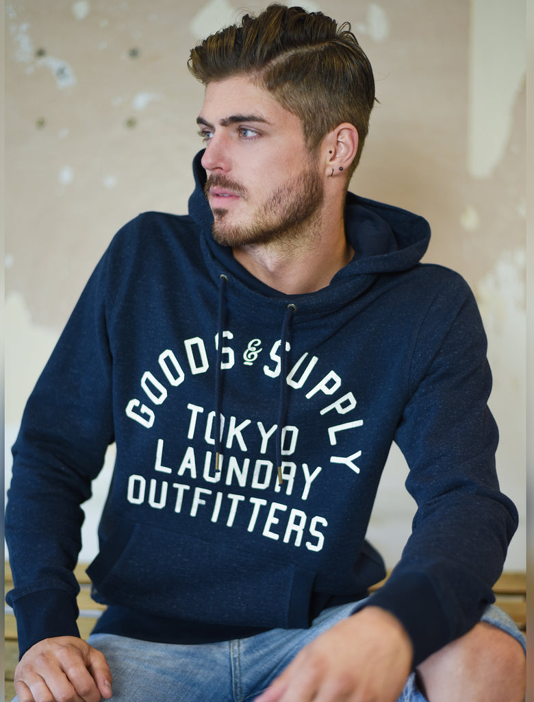 Franklin Valley Cowl Neck Pullover Hoodie in Dark Navy Tokyo Laundry