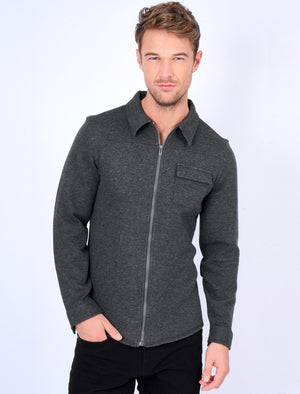 Rockfield Zip Through Sweat with Collar in Charcoal Marl - Tokyo Laundry