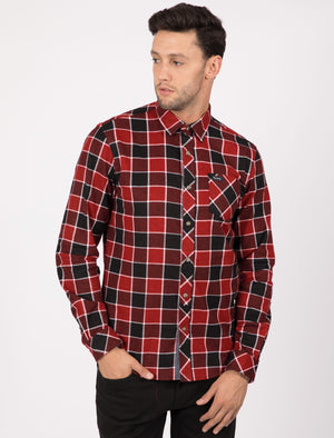 Hulverston Checked Cotton Flannel Shirt In Rio Red - Tokyo Laundry