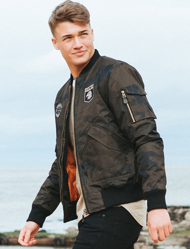 Mens bomber jacket with patches top