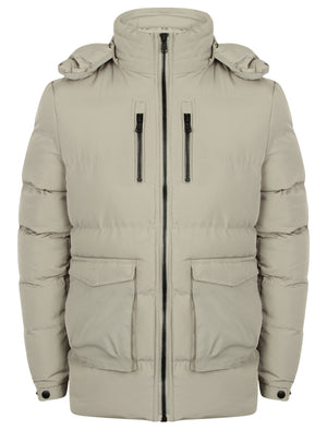 Bellamy Padded Coat with Detachable Hood in Silver Grey - Dissident