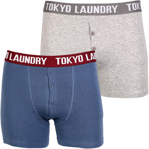 Manson (2 Pack) Boxer Shorts Set in Dark Denim / Light Grey Marl - Tokyo Laundry