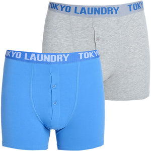 West Hawk (2 Pack) Boxer Shorts Set in Regatta Blue / Light Grey Marl - Tokyo Laundry