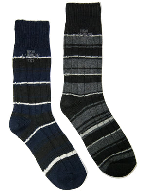 Tokyo laundry Uniondale socks in navy & black (2 Pack)