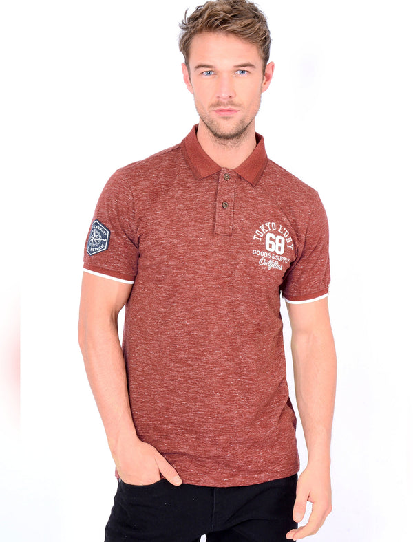 Berling Jersey Polo Shirt in Oxblood / Ivory - Tokyo Laundry