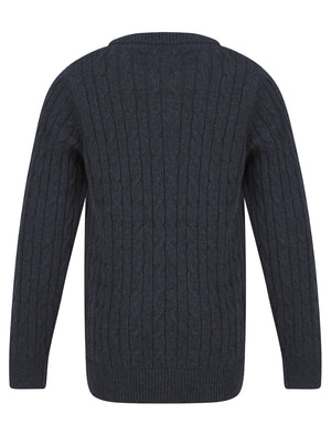 Boys Guinee Chunky Cable Knitted Jumper in Navy Twist - Tokyo Laundry Kids