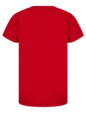 Boys Centre Stage Motif Cotton T-Shirt in Barados Cherry - Tokyo Laundry Kids
