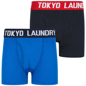 Boys Levens (2 Pack) Boxer Shorts Set in Sky Captain Navy / Jet Blue - Tokyo Laundry Kids