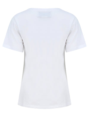 Track Motif Cotton Jersey T-Shirt in Optic White - Tokyo Laundry