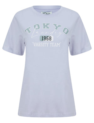 Varsity Motif Cotton Jersey T-Shirt in Purple Heather - Tokyo Laundry