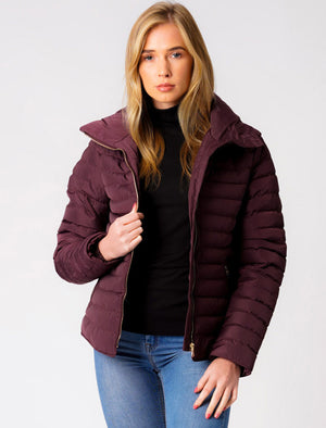 Honey Funnel Neck Quilted Jacket in Burgundy - Tokyo Laundry