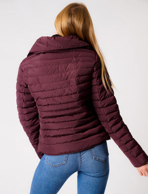 Honey Funnel Neck Quilted Jacket in Burgundy - Tokyo Laundry