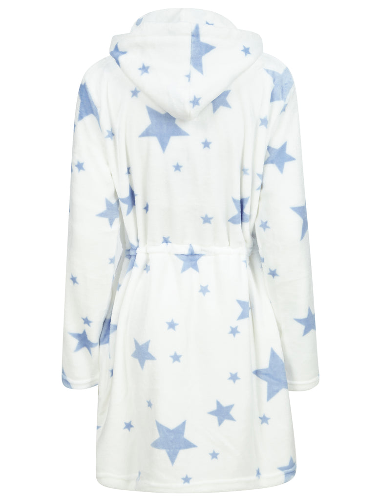 Women's Star Mix Motif Soft Fleece Zip Up Dressing Gown in Bright Whit –  Tokyo Laundry