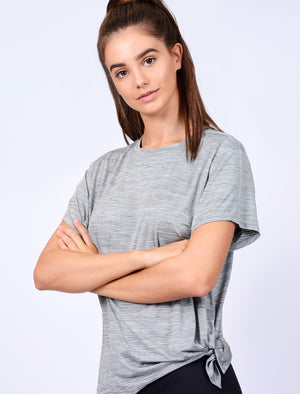 Matella Tie Side Sports Top in Mid Grey Marl - Tokyo Laundry Active