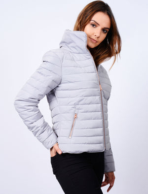 Honey Funnel Neck Quilted Jacket in Silver Sconce - Tokyo Laundry