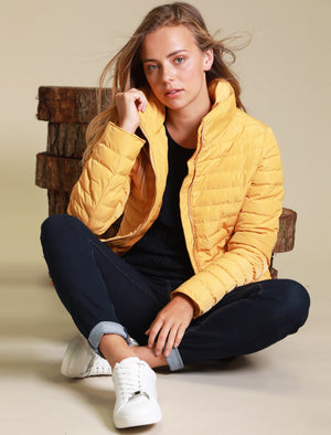 Honey 2 Funnel Neck Quilted Jacket in Old Gold - Tokyo Laundry
