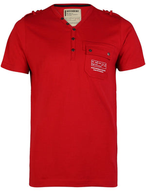 Fender Henley T-Shirt In Tango Red - Dissident