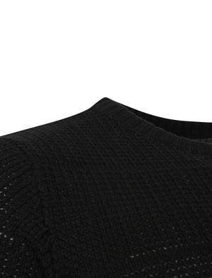 Gamma Crew Neck Knitted Jumper in Black - Le Shark