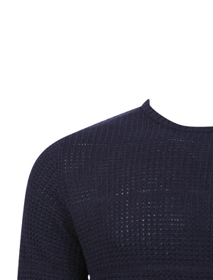 Gamma Crew Neck Knitted Jumper in Navy - Le Shark