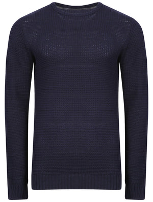 Gamma Crew Neck Knitted Jumper in Navy - Le Shark