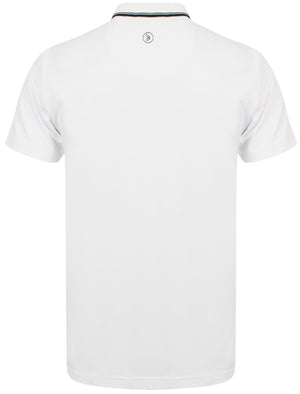 Lyon Zip Neck Cotton Jersey Polo Shirt in Optic White - Dissident
