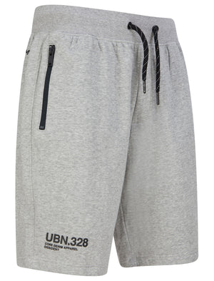 Pepys Brushback Fleece Jogger Shorts with Zip Pockets in Light Grey Marl - Dissident