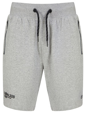 Pepys Brushback Fleece Jogger Shorts with Zip Pockets in Light Grey Marl - Dissident