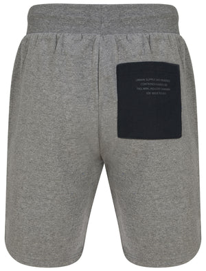Pitfield Cotton Blend Brushback Fleece Jogger Shorts In Mid Grey Marl- Dissident