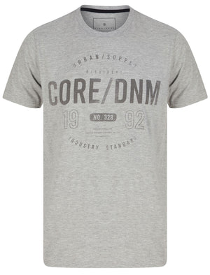 Rigg Motif Cotton Jersey T-Shirt In Light Grey Marl- Dissident
