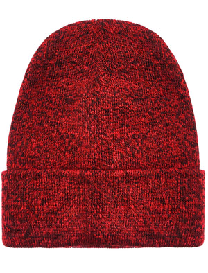 Evan Knitted Beanie Hat in Oxblood Marl